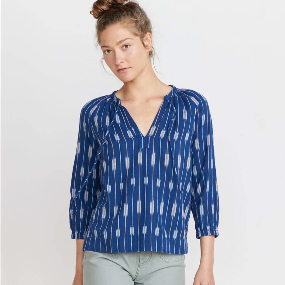 NWOT Marine Layer Penny Blouse in Blue Ikat